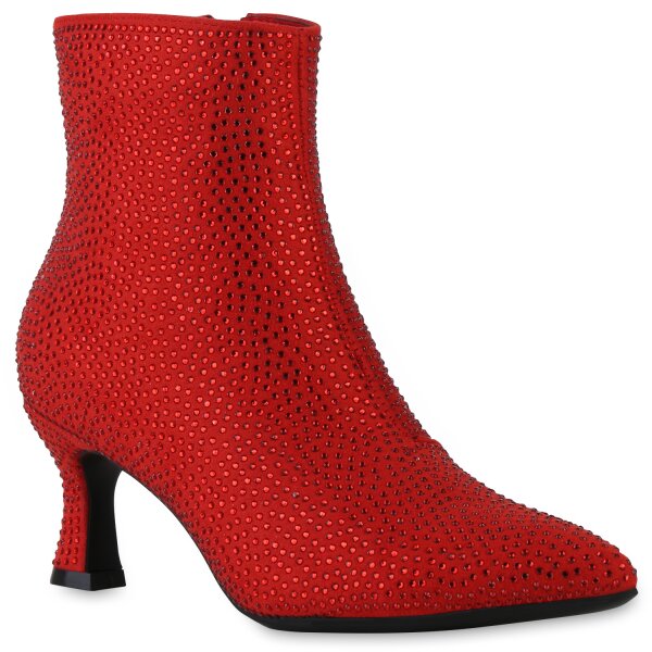 Damen Klassische Stiefeletten in Rot Velours