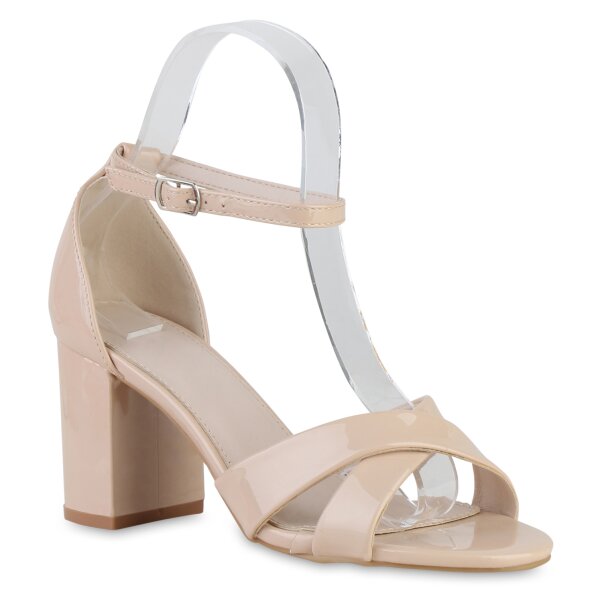 Damen Klassische Sandaletten in Beige Lack