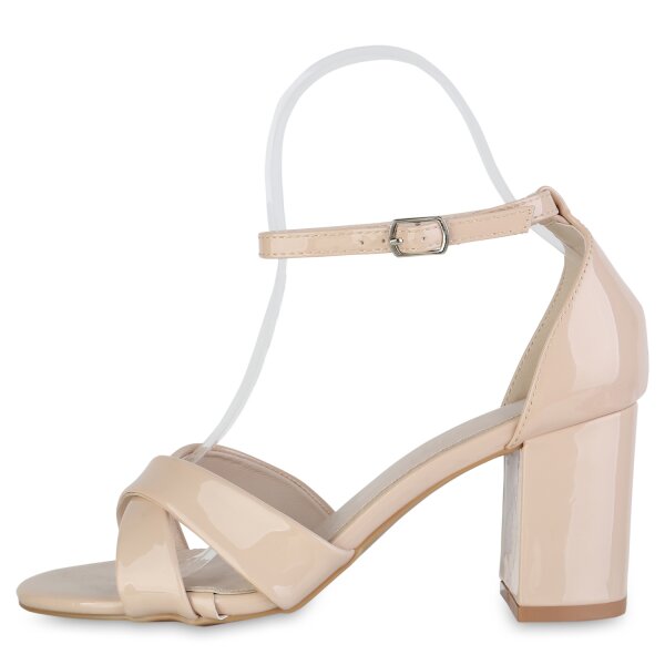Damen Klassische Sandaletten in Beige Lack