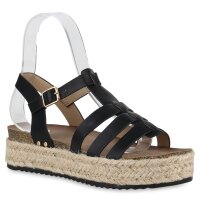 Damen Plateau Sandaletten in Schwarz