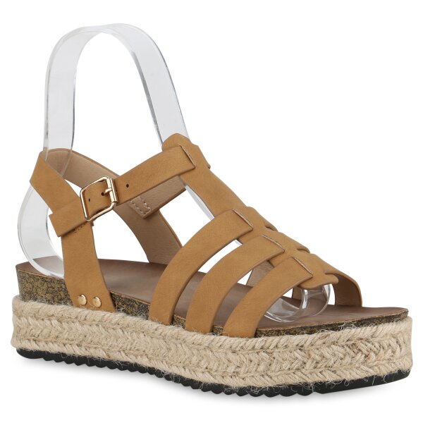 Damen Plateau Sandaletten in Hellbraun