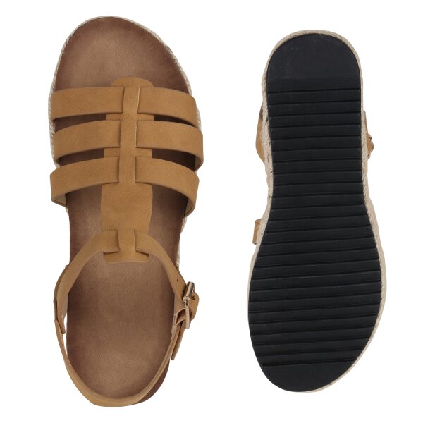 Damen Plateau Sandaletten in Hellbraun