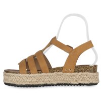 Damen Plateau Sandaletten in Hellbraun