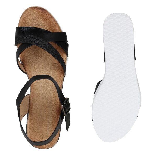 Damen Plateau Sandaletten in Schwarz