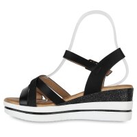 Damen Plateau Sandaletten in Schwarz