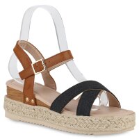 Damen Plateau Sandaletten in Schwarz