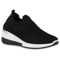 Damen Slip Ons in Schwarz Weiss