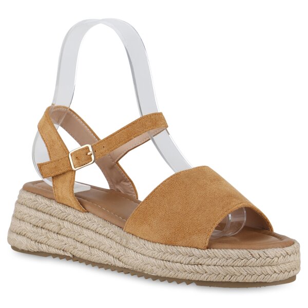 Damen Keilsandaletten in Hellbraun