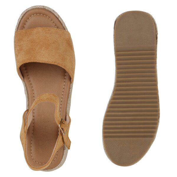 Damen Keilsandaletten in Hellbraun