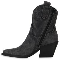 Damen Cowboy Boots in Schwarz Denim