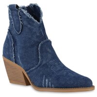 Damen Cowboy Boots in Dunkelblau