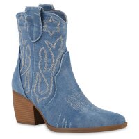 Damen Cowboy Boots in Hellblau Denim