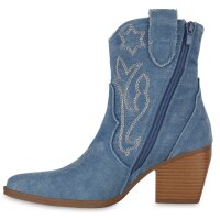 Damen Cowboy Boots in Hellblau Denim