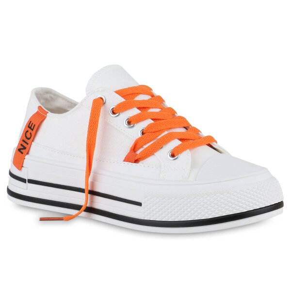 Damen Sneaker Low in Weiss Orange