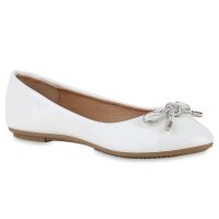 Damen Klassische Ballerinas in Weiss Lack