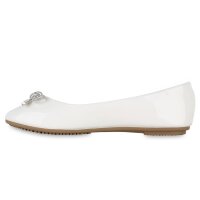 Damen Klassische Ballerinas in Weiss Lack