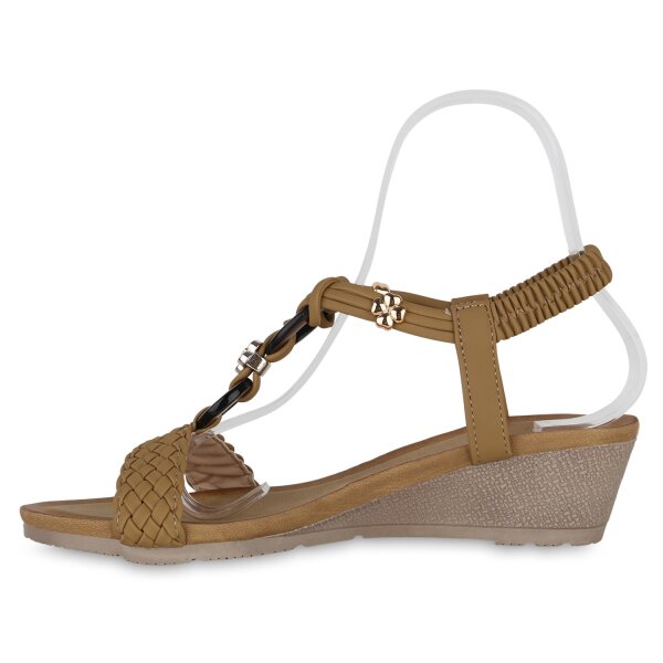 Damen Keilsandaletten in Khaki