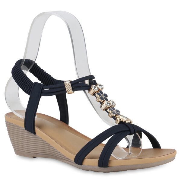 Damen Keilsandaletten in Dunkelblau