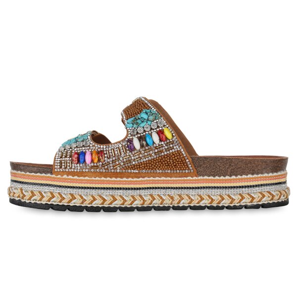 Damen Pantoletten in Hellbraun