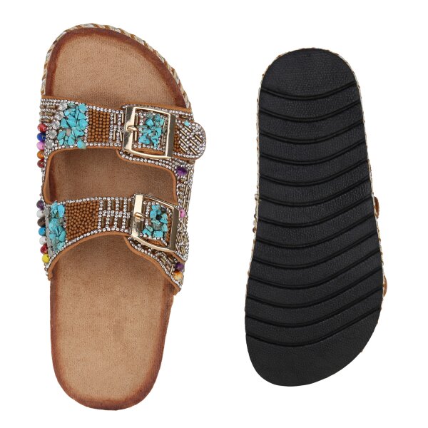 Damen Pantoletten in Hellbraun