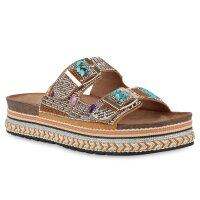 Damen Pantoletten in Hellbraun