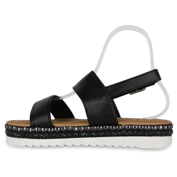 Damen Plateau Sandaletten in Schwarz
