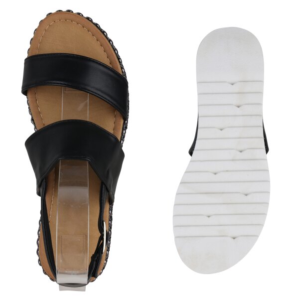 Damen Plateau Sandaletten in Schwarz