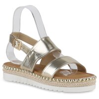 Damen Plateau Sandaletten in Gold