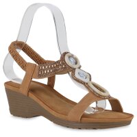 Damen Keilsandaletten in Hellbraun