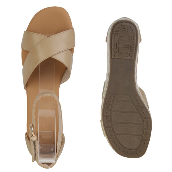 Damen Keilsandaletten in Khaki