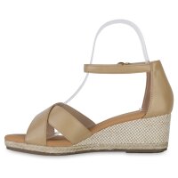 Damen Keilsandaletten in Khaki