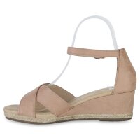 Damen Keilsandaletten in Nude Velours