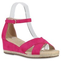 Damen Keilsandaletten in Fuchsia Velours