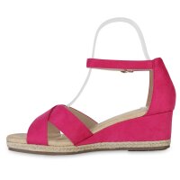 Damen Keilsandaletten in Fuchsia Velours