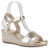 Damen Keilsandaletten in Gold