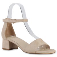 Damen Klassische Sandaletten in Beige Velours