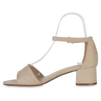 Damen Klassische Sandaletten in Beige Velours