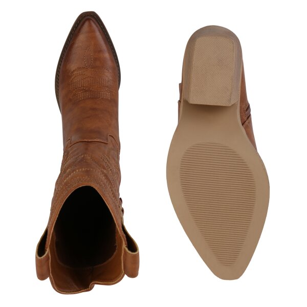 Damen Cowboystiefel in Hellbraun