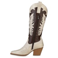 Damen Cowboystiefel in Gold Beige