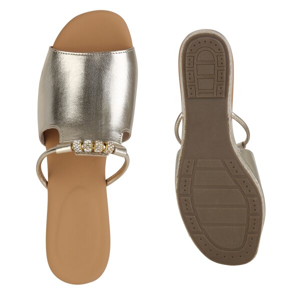 Damen Keilsandaletten in Gold