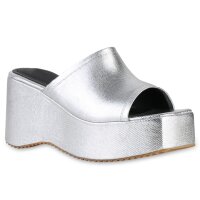 Damen Plateau Sandaletten in Silber