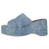 Damen Plateau Sandaletten in Blau Denim