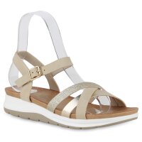 Damen Komfort Sandalen in Beige Metallic