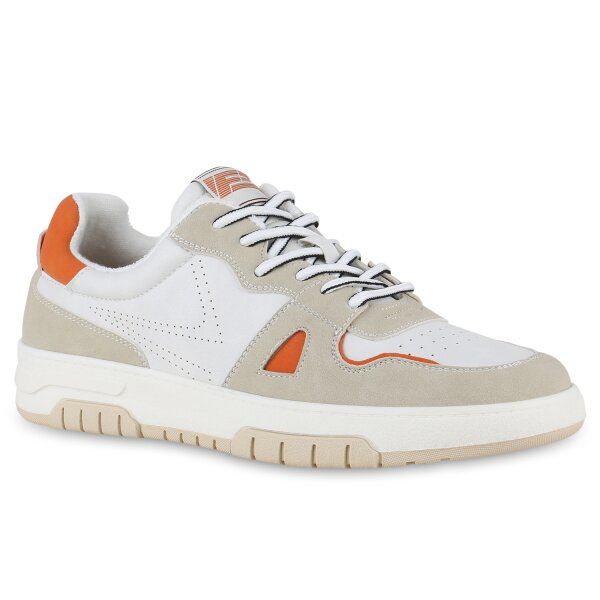 Herren Sneaker Low in Weiss Beige Orange