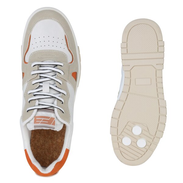 Herren Sneaker Low in Weiss Beige Orange