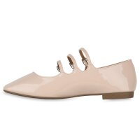 Damen Riemchenballerinas in Beige Lack