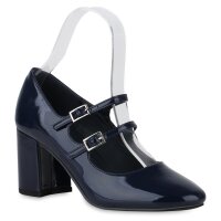 Damen Mary Janes in Dunkelblau Lack