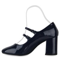 Damen Mary Janes in Dunkelblau Lack