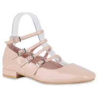 Damen Riemchenballerinas in Rosa Lack