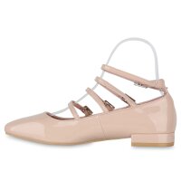 Damen Riemchenballerinas in Rosa Lack